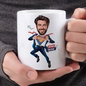 Resim İçinden Süper Kahraman Çıkan Erkek Karikatürlü Kupa Bardak 