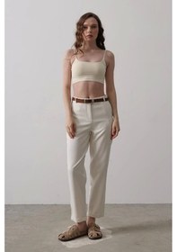 Resim Defymoda Kemerli Havuç Pantolon - Ekru Ekru 
