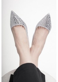 Resim Stilbagshoes Jenny İthal Taş Detaylı Arka Açık Kadın Topuklu Ayakkabı Gümüş GÜMÜŞ 