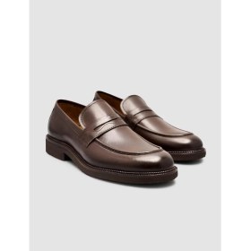 Resim Cabani %100 Hakiki Deri Kahverengi Erkek Klasik Loafer Ayakkabı 