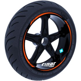 Resim Alev Turuncusu 4 Parçalı Keskin Jant Şeridi Sticker Çınar Extreme 