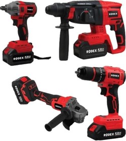 Resim Rodex RDX3004 20V 3x4.0 Ah Li-ıon D.Matkap 45 NM D.Somun Sıkma 300 NM Kırıcı Delici 2.5J Avuç 4'lü Makine Seti 