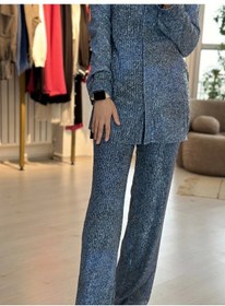 Resim Touche Denim Efektli Payet Pantolon Mavi 