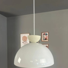 Resim Bamyum Yimpi Beyaz Avize Dokulu Şapka Başlık Tekli Sarkıt Salon Mutfak Kuaför Cafe Lamba Dekoratif 