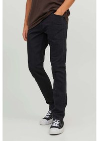 Resim Jack & Jones Erkek Jjıglenn Düşük Bel Slim Fit Jean Pantolon 12246949 Siyah 