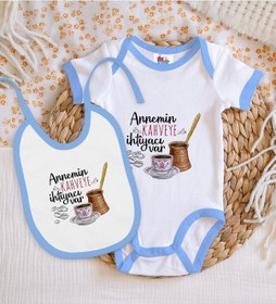 Resim Bk Kids Annemin Kahveye İhtiyacı Var Tasarımlı Mavi Bebek Body Zı Çok Renkli 
