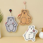 Resim 3 adet Ultra-Yumuşak Mercan Polar Karikatür El Havluları - Hızlı Kuruyan, Yüksek Emici, Kalınlaştırılmış Asılı Mutfak Havluları Sevimli Ayı Tasarımları ile Ev Kullanımı için, Mutfak Havluları 