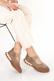 Resim MFT AYAKKABI Kadın Vizon Ortopedik Taban Cırtlı Babet Spor Ayakkabı 