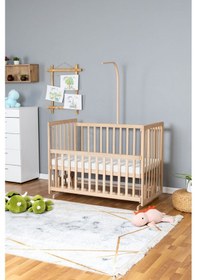 Resim Ahşap Beşik Anne Yanı Beşik Organik 60x120 - Uyku Setsiz Tek Yataklı Ahşap 