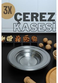 Resim Yunusoğlu Home 3'lü Paslanmaz Çelik Yuvarlak Çerezlik, Çerez Kasesi İnox 