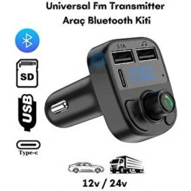 Resim All Avcill 2025 Type-C Bluetooth Araç Kiti Fm Transmitter Mp3 USB Çakmaklık Girişli Özellikli 
