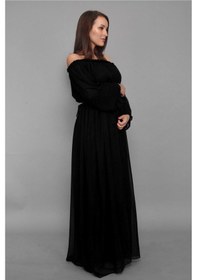 Resim Modalabio Moda Labio-Babyshower Dökümlü Hamile Elbisesi Siyah 