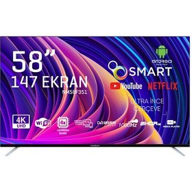 Resim Nordmende Frameless NM58350 4K Ultra HD 58" 147 Ekran Uydu Alıcılı Android Smart LED TV 