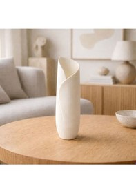 Resim Modern Sarmal Tasarım 3d Baskı Dekoratif Vazo Beyaz 