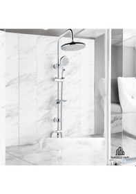 Resim İsaoğlu Yapı Duş Başlığı Dubai Yuvarlak Tasarım Duş Seti Tepe Yağmurlama Paslanmaz Pirinç Gri 