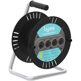 Resim Byes Dörtlü Kablosuz Plastik Kablo Makarası Ip20 50 Metrelik 