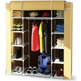 Resim Arvenlive Çelik Profilli Bej Renk Bez Dolap, Kumaş Gardırop 