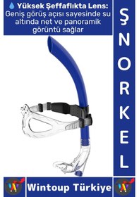 Resim Şnorkel Konforlu Yüksek Şeffaf Görüş Havuz Deniz Yüzme Eğitim Ayarlanabilir Önden Dalış Şnorkeli Çok Renkli 