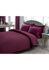 Resim Taç Premium Basic Stripe Çk Nevresim Takımı Mürdüm 