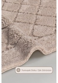 Resim Elart Frio Banyo Halısı Paspas Takımı Pamuklu 2 Adet 60x100 Cm Bej Bej 