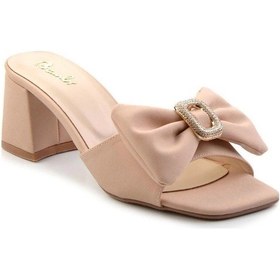 Resim Biçomi Niyyar Bej Cilt Topuklu Terlik Çok Renkli 