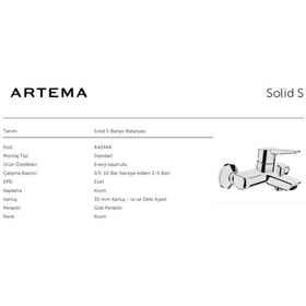 Resim Artema Solid S Banyo Bataryası A42444 