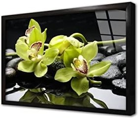 Resim Spa Taşları ve Orkide Çerçeveli Cam Tablo 20x30 cm CA23202 