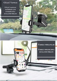 Resim Vantuzlu Araç İçi Uzayan Ayarlanabilir Telefon Tutucu 