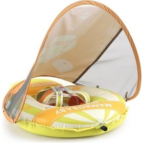 Resim Mambobaby Hot Air Balloon Yüzme Simidi - Sarı, Emniyetli, Gölgelikli Ve Ayak Destekli 