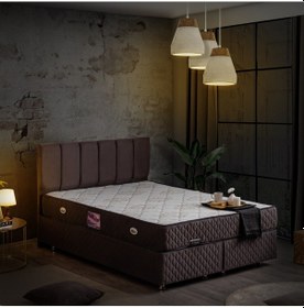Resim Setaymobilya Baza, Tetra Antrasit Çift Kişilik Baza + Başlık + Deluxe Yatak 