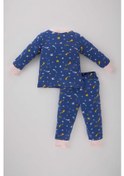 Resim Defacto Kız Bebek Yıldız Desenli Uzun Kollu Penye Pijama Takımı B8347A523WNBE341 