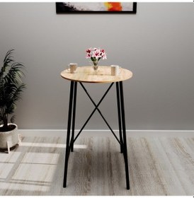 Resim Atlantik Çam Döşemeli Bar Sandalyesi Bar Masası Mutfak Oval 2 K 