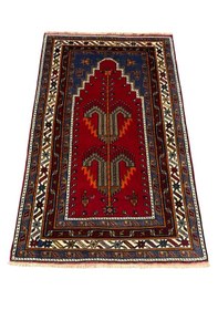 Resim El Dokuma Sıfır Konya Kavak Halısı Seccade 117x185 Kök Boya Sık Namazlık Kırmızı 