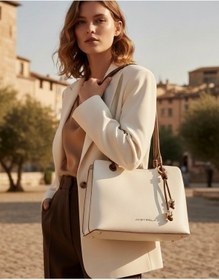 Resim Just Polo Özel Tasarım Premium Kadın El Çantası - Elit Zarif Ve Şehirli Stil Shopper Beyaz 