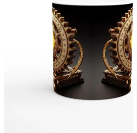 Resim Aslan Burcu Baskılı Kahve Kupası - Zamanın Çarkları Astroloji Mekanizması Vs3 