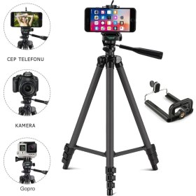 Resim Zamass 3120A Tripod Kamera Telefon Tutucu Ayarlanabilir Terazili 3 Ayaklı Tripod 