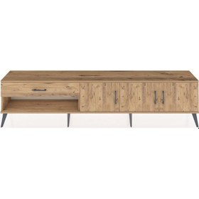 Resim Arges Tv Ünitesi 2 Raflı Tek Çekmeceli 3 Kapaklı 220x30x51 Çam-çam Atlas Çam/atlas Çam - Atlas Çam 
