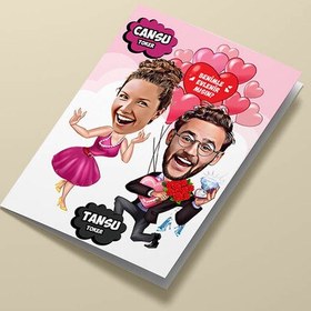 Resim Benimle Evlenir misin Karikatürlü Tebrik Kartı 