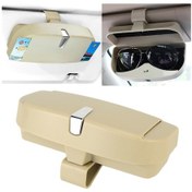 Resim Araba Çok Fonksiyonlu Gözlük Durumda Güneş Gözlüğü Kutusu Kart Yuvası, Düz Stil Beige 1 Adet 