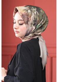 Resim Afvente Doğa Desen Gri Pamuk Eşarp 