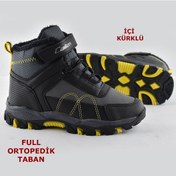 Resim Callion 918 Ortopedik Taban Çocuk Outdoor Bot Ayakkabı Bilekli Kürklü Siyah-Sarı Siyah - Sarı 