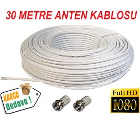 Resim Çanak Anten Kablosu 30 Metre Tak Kullan Rg6 