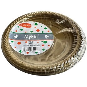 Resim Kullan At Altın Renkli Parti Davet Plastik Tabak - 22 Cm. - 25 Adetlik 10 Paket 