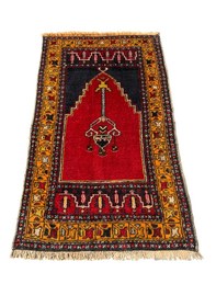 Resim El Dokuma Az Hatalı 60x110 Kök Boya Yün Halı Kırmızı 