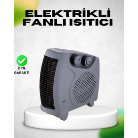 Resim Fanlı Elektrikli Isıtıcı Termostatlı Güvenli Yanmaz Plastik Gövde 