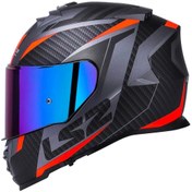 Resim LS2 Storm 2 Racer Full Face Motosiklet Kaskı Şeffaf Gökkuşağı Vizörlü 