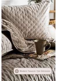 Resim Elart Porto Flame Yatak Örtüsü Çift Kişilik 240x260 Cm Bej Bej 