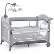 Resim Gulz Atlas Plus Anne Yanı Sallanır Cibinlikli Dönenceli Oyun Parkı Bebek Beşik 70x110 Cm 