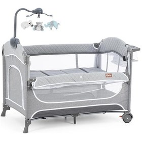 Resim Gulz Atlas Plus Anne Yanı Sallanır Cibinlikli Dönenceli Oyun Parkı Bebek Beşik 70x110 Cm 