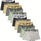 Resim 10 Paket Erkek Boxer Şortu, Moda Alfabesi Deseni, Yüksek Esneklikli Örgü Kumaş, Polyester %75, Elastane %25, Kısa Şort İç Çamaşırı, 120gsm, Mükemmel Sevgililer Günü Hediyesi 